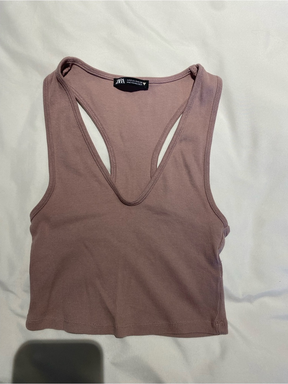 ZARA Mauve Ribbed Racerback Crop Top